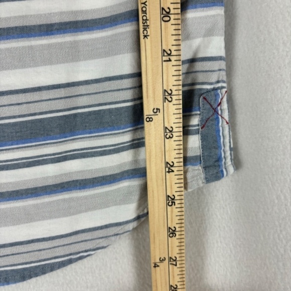 Grizzly Mountain Men's Short Sleeve Woven Shirt L White, Blue and Gray Stripes - Picture 11 of 12